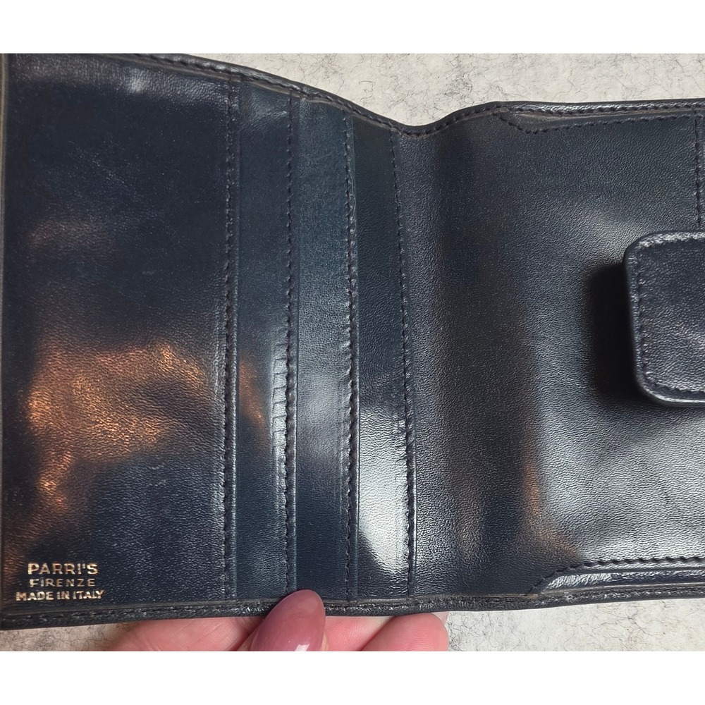 Vintage Parris Firenze Black Leather Kiss-Lock Wallet Made in Italy